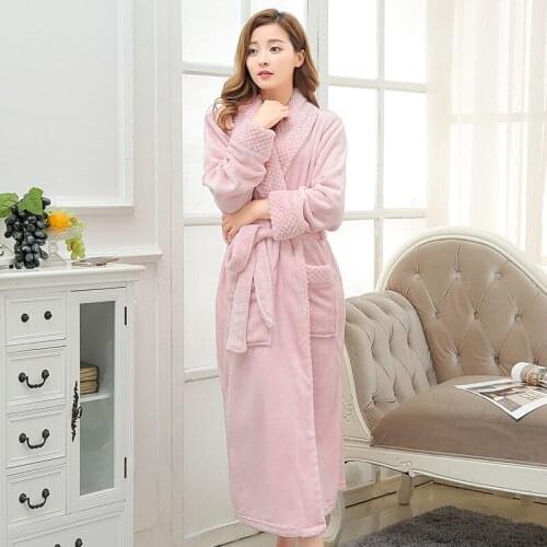 Super long robe Couples Bathrobe Winter Flannel Nightgown Mens Pajamas Thickened Women Sleepwear Plus Size Fattening Bath Robe