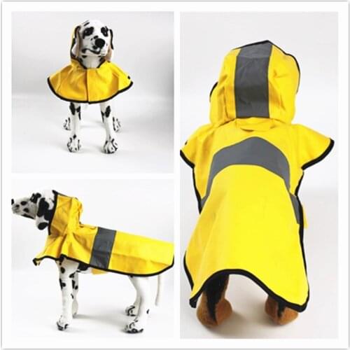 Reflective Raincoat Dog Clothes PU Waterproof Pet Puppy Raincoat Quick Release Fashion Pet Dogs Solid Color Raincoat