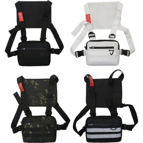 Unisex Streetwear Vest Chest Rig Bag Oxford Cloth Waistcoat Hip Hop Pouching Bag Functional Tactical Belt Bag Waist Packs