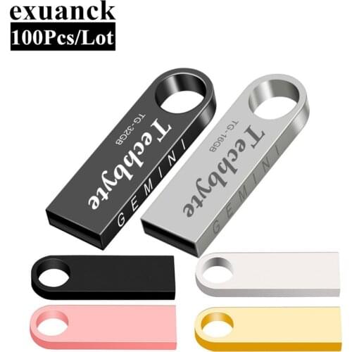 30 Pcs /lot exuanck Usb Flash Pen Drive Metal Waterproof Mini Keys DIY Custom Logo Laser 4GB 8GB 16GB 32GB usb 2.0 Memory Stick