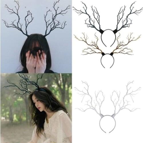 Halloween Christmas Elk Vintage Tree Branches Headband Props Horns Accessory Hair Band