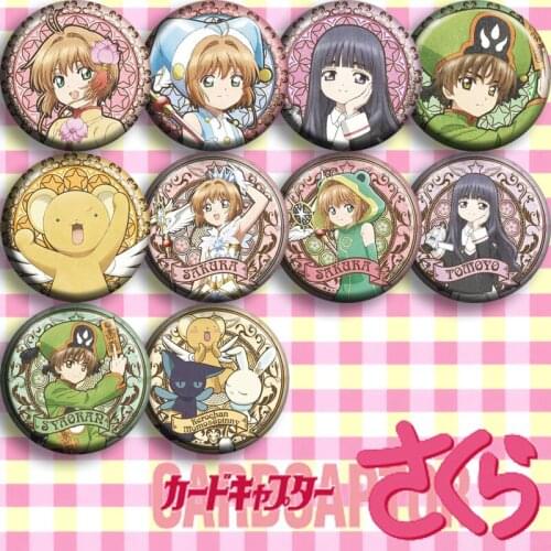 Japan Anime Card Captor KINOMOTO SAKURA CLEARCARD Cosplay Party Bedge Cartoon Collect Badge For Bag Hats Button Brooch Pin Gifts