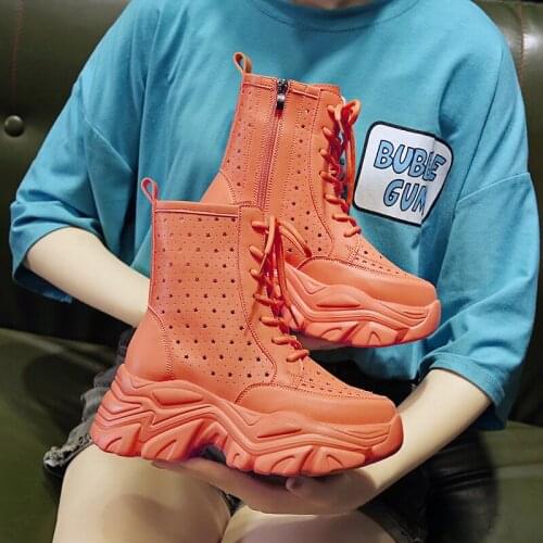 Womens Summer Shoes Boots Hollow Fashion Large Size Martin Boots Ladies Holloe New High Heel Cool Boots for Women