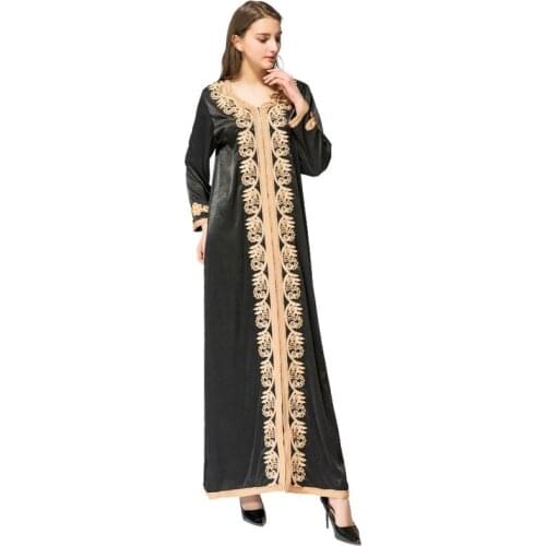 Women Linen Embroidery Beads Long Sleeve Muslim Maxi Islamic Dress Moroccan Clothing Arab Robes Kaftan Jilbab Dubai Abaya M-2XL
