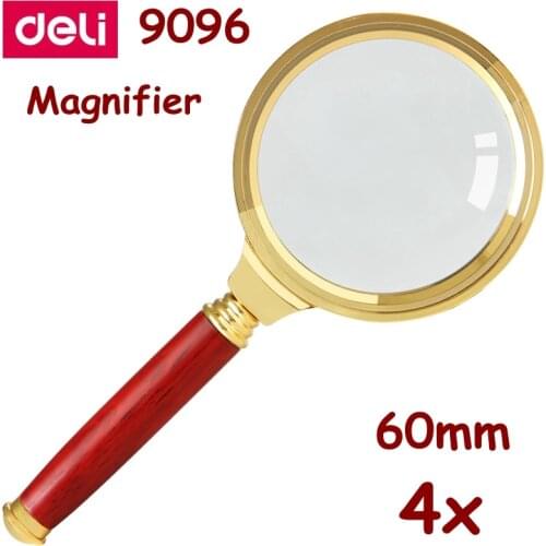1PCS Deli 9096 Magnifier 60mm 4x hand hold Magnifier 4 times magnify School student teaching old man reading magnifier