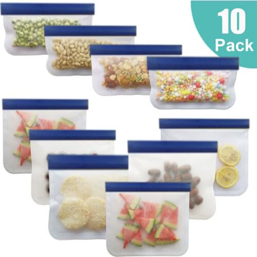 10Pcs Silicone Food Bag Fresh-keeping Food Storage Containers Leakproof Containers Reusable Shut Bag Fresh Bag Food Storage Bag