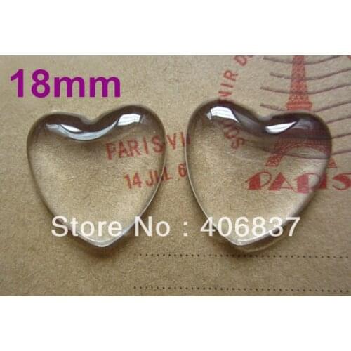 100pcs/Lot, Good Quality 18mm Dome Heart Transparent Clear Magnifying Glass Cabochon