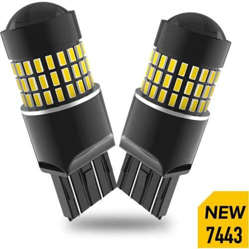 2x No Error White T20 W21/5W 7443 1156 BA15S P21W LED Reverse Bulbs For Fiat 500 2009-2016 LED DRL Lights Daytime Running Light