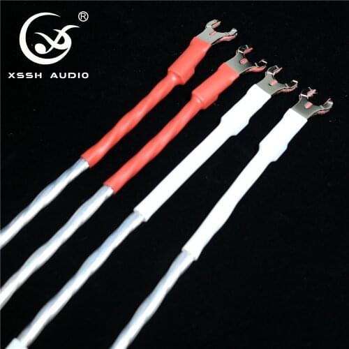 4pcs 20cm 0.2m YIVO XSSH Audio Bi-Wire 8 core OFC copper Y spade Banana Plug Jumper Speaker Bi Cord Cable Wire