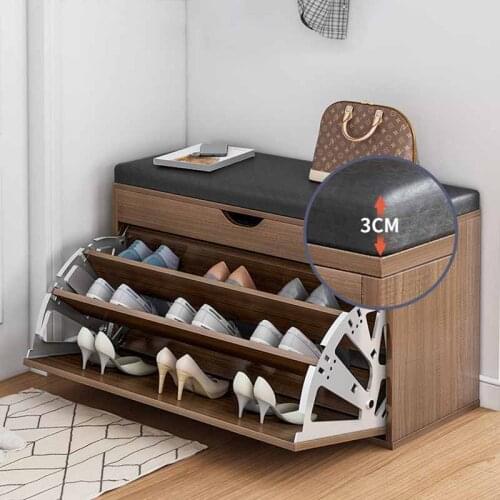 Household Entrance Bench Shoes Organizer Shelf Leather Shoes Cupboards Furniture Simple Entrance UltraThin Flip Shoe Rack