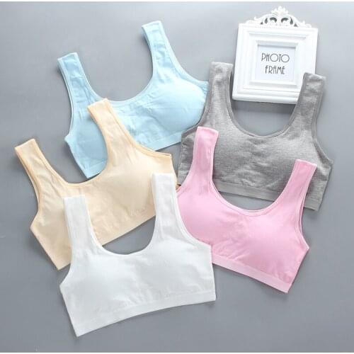 10pc/lot Cotton Kids Bras Wireless Puberty Girls Bra Breathable Training Bras Girls Underwear Children