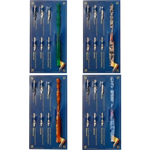 Wood Manga Calligraphy Dip Pen Holder+6 Nibs for Lettering Sketching Drawing Kit fountain pens