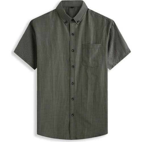 Men Plus Size Shirt 8xl 9xl 10xl 12xl Summer Green Blue Long Sleeve Business Big Size Fashion Work plaid Dress Shirt 52 54 56