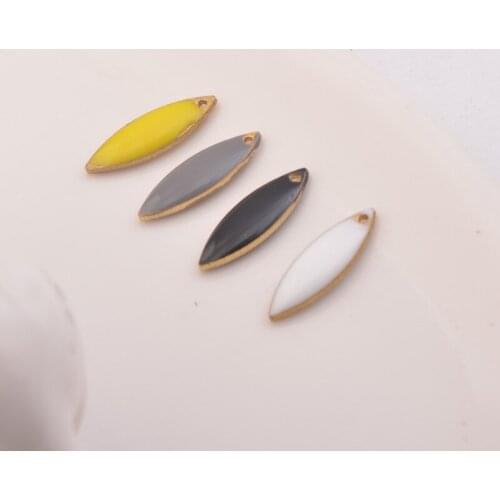 10pcs 5*16mm Enamel oval Charms Connector Pendants Gold Color Copper DIY Jewelry Finding