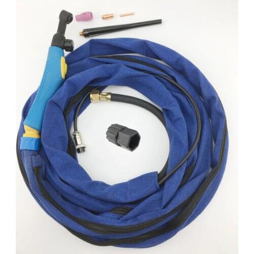 Flex&Gas Valve TIG Torch WP-9FV 125Amp 4M Welding Cable Hose Jeans Cloth Zipper Hood Cover M16*1.5-2P Female Socket