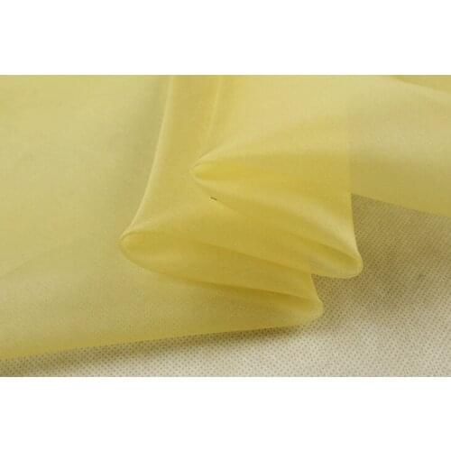 Howmay 100% pure silk fabric organza 6m/m 140cm width 55# lemon solid color for costume decoration