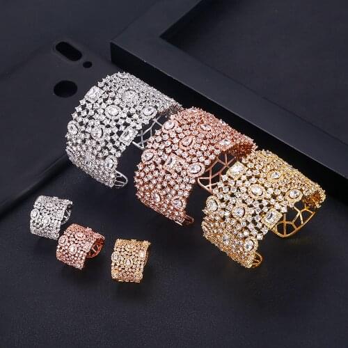 Jankelly Luxury Geometric Bangle Ring Sets Fashion Dubai Silver Bridal Jewelry Sets For Women Wedding brincos para as mulheres