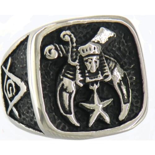 FANSSTEEL Stainless Steel Freemansory Jewelry Master Mason Square and Ruler Shriner Masonic Ring FSR11W39