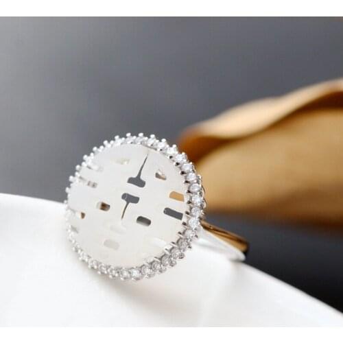 925 sterling silver set with natural stone ring vintage "hi" ring