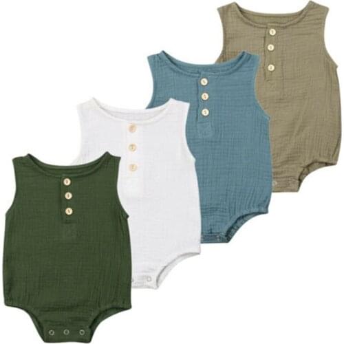 0-24M Baby Summer Clothing Girl Sleeveless Cotton Bodysuit Infant Outfit Girls Sleeveless Solid Sunsuit Boy Clothes Boys Rompers