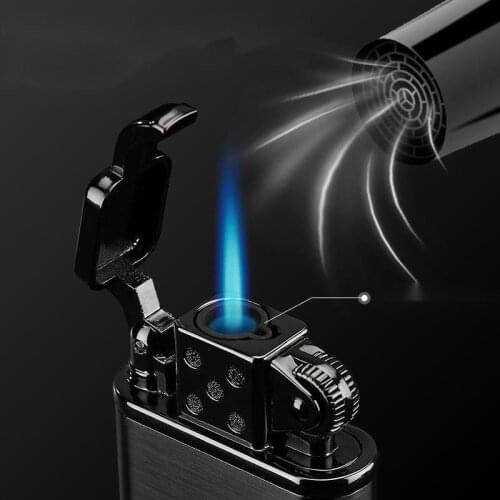 Inflatable Butane Gas Lighter Windproof Blue Flame Personality Creative Mens Metal Direct Welding Gun