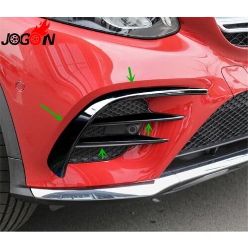6pcs Accessories ABS Bright Black Front Bumper Fog Light Lamp Cover Trim For Benz GLC Class X253 C253 2016-2019