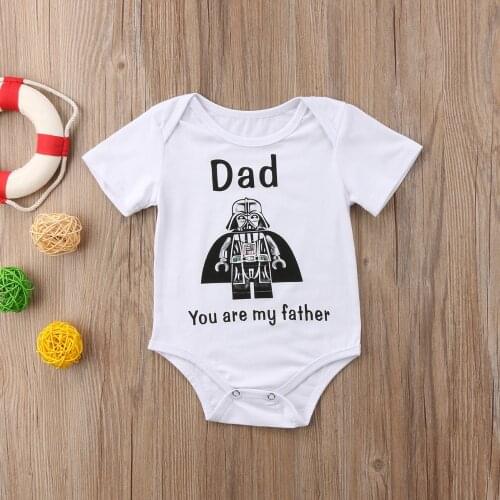 DERMSPE Novel Newborn Baby Girls Boys Short Sleeve Letter Print Dad You Are My Father Cotton Jumpsuit Baby Clothes White Hot