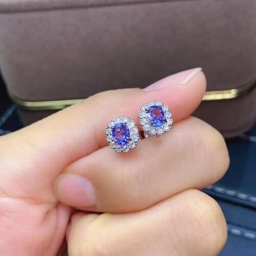 New Arrival Real and Natural Tanzanite Earring Natural And Real 925 sterling silver Tanzanite Earring