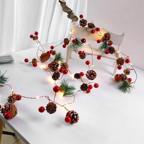 DIY New Year Decoration LED String light Pine Cone Copper Wire Fairy warm white Garland lights For Christmas Home Wedding Party