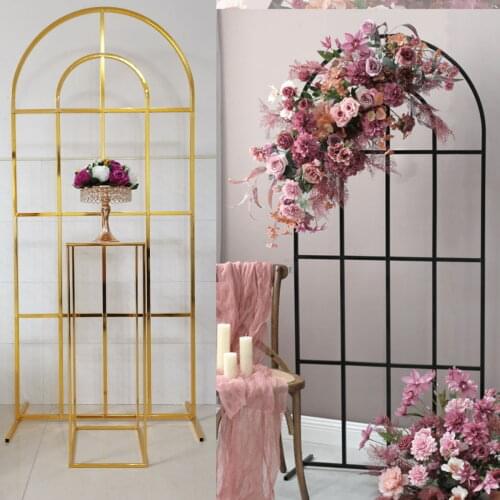 Outdoor Lawn Wedding Welcome Screen Iron Frame Plinth Table Flower Arch Birthday Party Stage Backdrops Stand Fabric Show Shelf