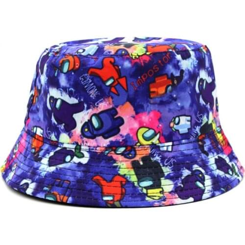 Cotton Cartoons Print Bucket Hat Fisherman Hat Outdoor Travel Hat Sun Cap Hats for Men and Women 389