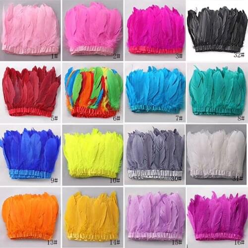 10Meters Colorful Feathers Plume Trims Fringe Sewing Dress DIY Crafts Goose Feather Needlework Clothing Party Wedding Decoration