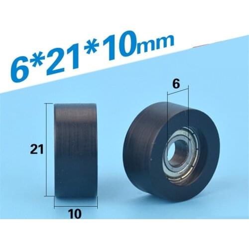 1pcs 6*21*10mm F type wheel rubber bearing pulley, roller, nylon POM pulley for 3D printer door and window accessories/EU 3030