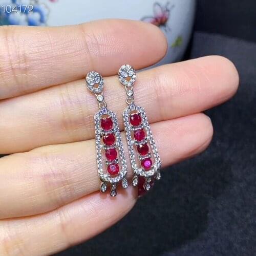 Luxurious String Tassels natural red ruby gem drop earrings 925 silver Natural gemstone earring women engagement fine jewelry