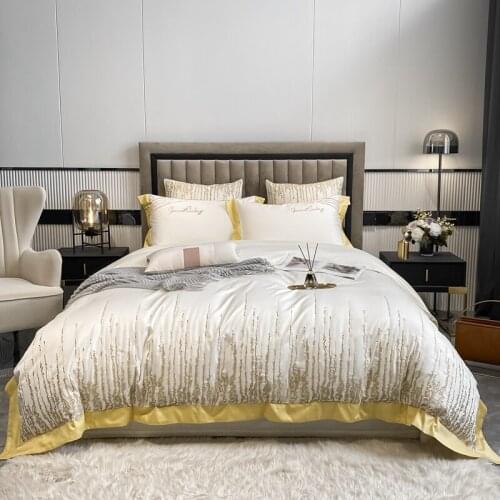 Luxury Noble White Egyptian Cotton Bedding Set Duvet Cover Bed Linen Fitted Sheet Pillowcases Home textiles King Queen Size 4PCS