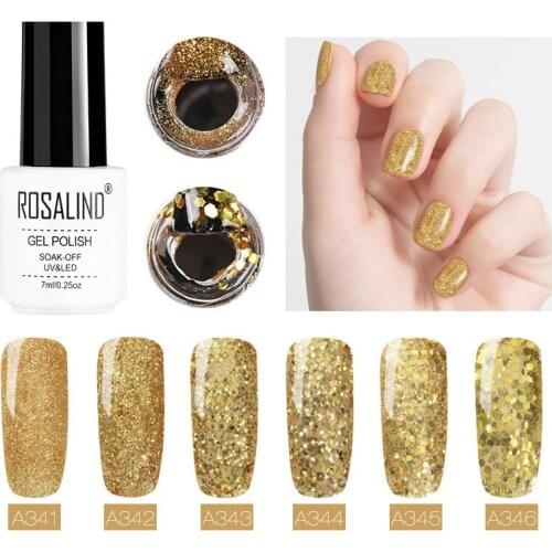 Rosalind Nail Polish Fashion Gold Detachable Gel Polish Shiny Glitter Fake Nail UV Gel Phototherapy Glue Nail Art DIY Design