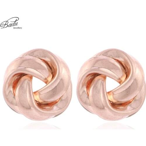 Badu Frosted Rose Gold Metal Stud Earrings for Women Big Rose Flower Shape Earrings for Women Romantic Fashion Jewelry Gift