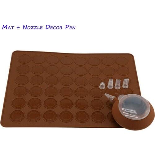 48 Cavities Macaron Cake Silicone Baking Tray Mat + 4 Nozzles Decorating Pot For Pudding/Chocolate/Jelly/Macaron