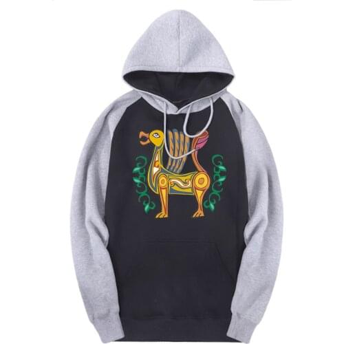 Retro Animal Raglan Hooded Sweatshirts Men New Arrival Casual Tracksuits Streetwear Brand Hoodies Male Hip Hop Moletom Masculino