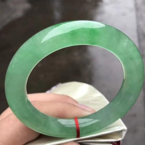 Koraba Only One !57MM Certified (Grade A)100% Natural Green Jadeite JADE Bracelet Women Bangle