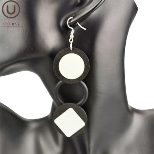 UKEBAY New Long Earrings Women Wood Earrings Handmade Rubber Jewelry Boho Earring Harajuku Wedding Drop Jewellery Birthday Gift