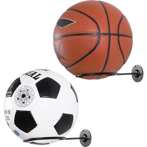 Clispeed 2PCS Wall-Mounted Ball Holders Display Racks for Basketball Soccer Football Volleyball Exercise Ball Black Dropship