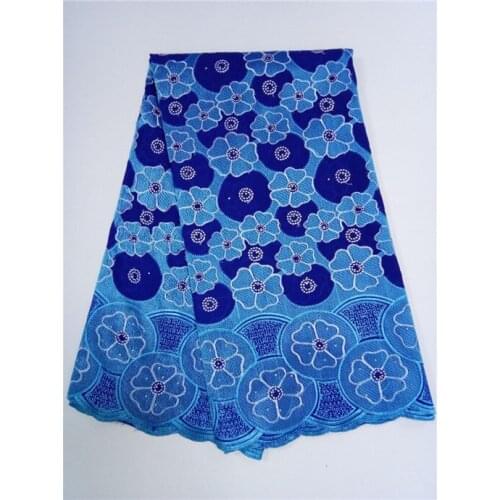2017 Latest African Cotton Swiss Voile Lace Fabric for party dress,High Quality African Swiss Voile Lace In Switzerland Blue