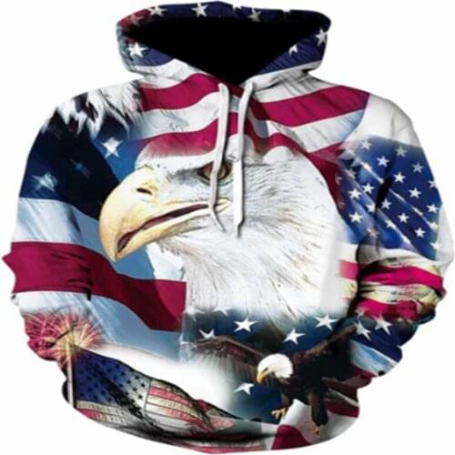 2020 American Flag Hoodie Sweatshirt Mens Hooded 3D Printing Eagle Fall Winter Hoodie Black American Jacket