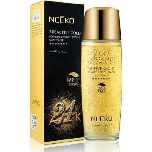 24K Active Gold Ageless Brightening Skin Toner Whitening Hydrating Refreshing Whitening Anti-Aging Shrink Pores 120ml