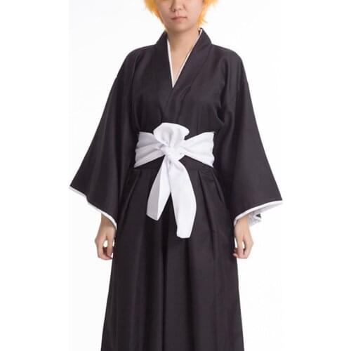 Anime Bleach Cosplay Costumes Kurosaki Ichigo Black Robe Halloween Carnival Party Game Costume