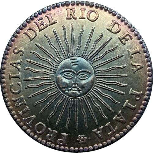 Argentina 1827 Coin Rio de la Plata, AR 8 reales Cupronickel Plated Silver Copy Coin