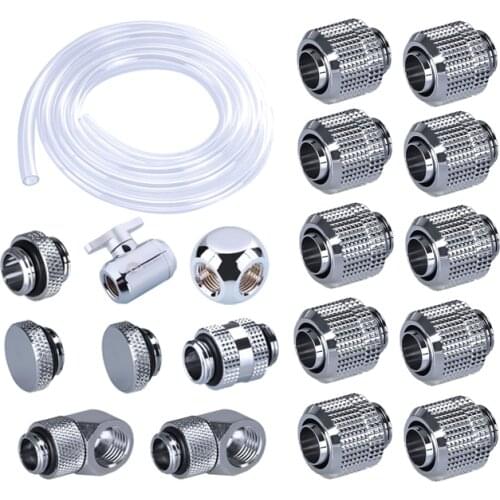 Azieru Fitting Kit use Soft Pipe Hand Compression Connector Joint + Hose Tube + Switch Water Cooling Accessories Fitting