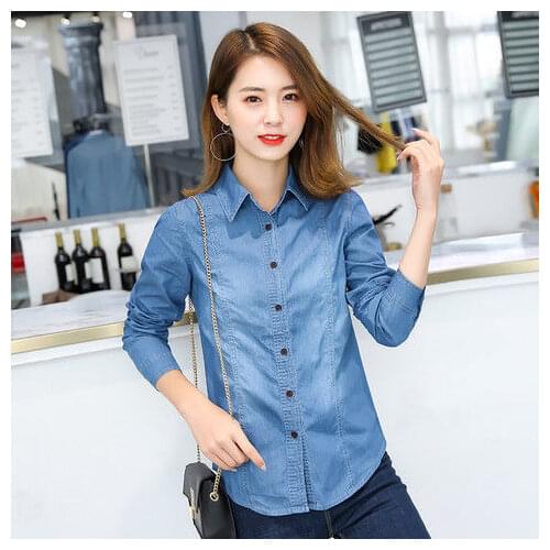 Blouse Women Shirt Denim Womens Long Sleeve Spring Autumn Shirts Coat Blusas Mujer De Moda