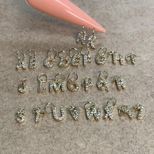 Letter Charms-Letters Dangle (Pendants)-26pcs/ set A to Z Gold Zircon 26 Dangling Nail Letter Charm Nail Jewelry Rhinestone (26)